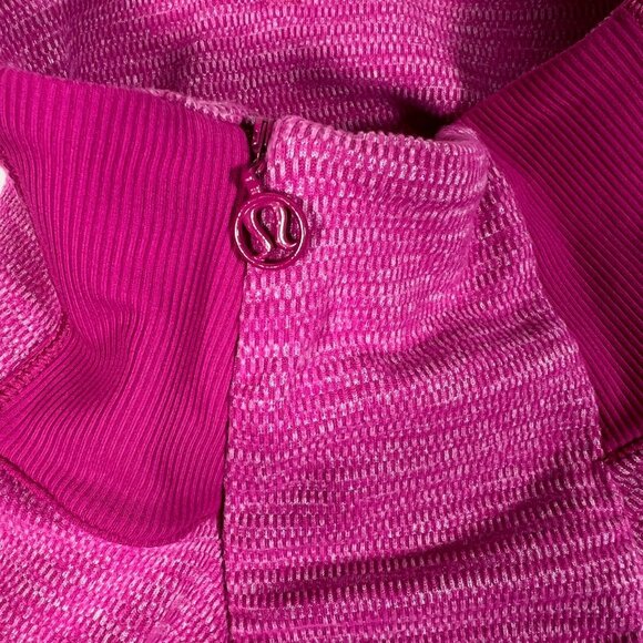 Lululemon Womens Pink Base Runner 1/2 Zip Mini Check Pique Raspberry Top Size 6 - Picture 9 of 15